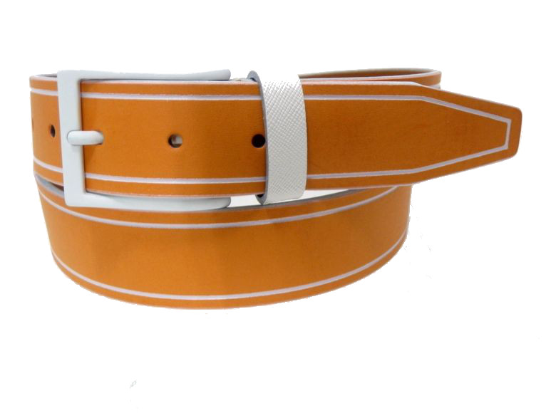 Cowhide Belt for Man - Orange - 35mm